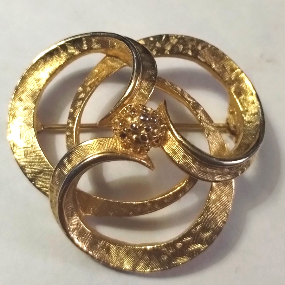 Vtg 1960s Art Arthur Pepper Gold Tone Open Modernist Flower Textured Pin Brooch 26$